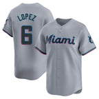 M.Marlins #6 Otto Lopez Player Gray Home Limited Ddoa Stitched Jerseys