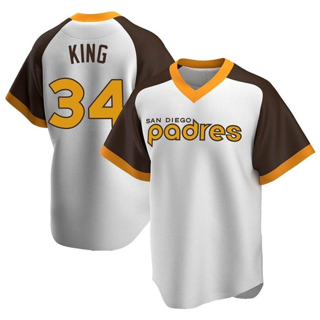 S.Diego Padres #34 Michael King Player White Home Cooperstown Collection Replica Game Ddoa Stitched Jerseys
