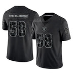 LV.Raiders #58 Jackson Powers-Johnson Player Black Reflective Limited Game Ddoa Stitched Jerseys