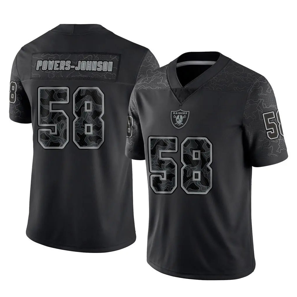 LV.Raiders #58 Jackson Powers-Johnson Player Black Reflective Limited Game Ddoa Stitched Jerseys