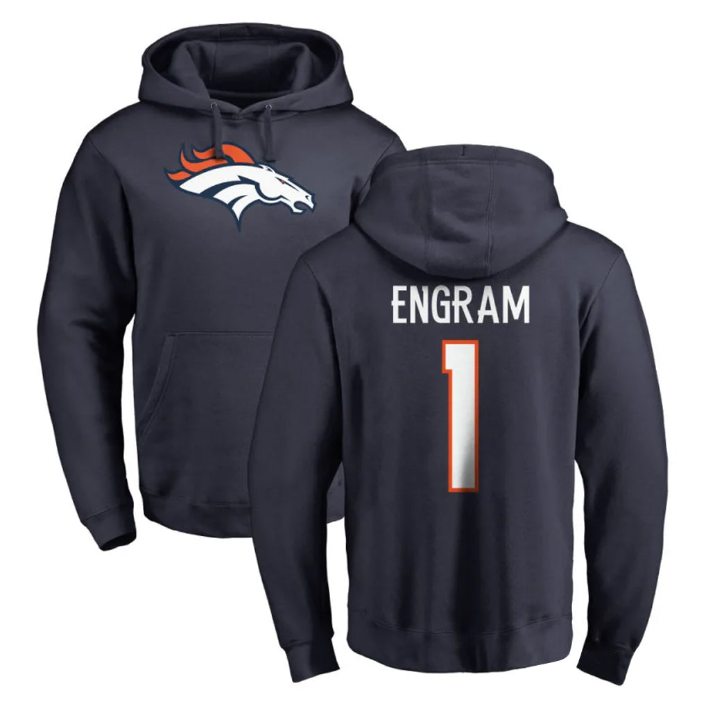 D.Broncos #1 Evan Engram Player Navy Pullover Hoodie Limited Ddoa Stitched Jerseys