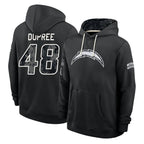 LA.Chargers #48 Bud Dupree Player 2026 Black Logo Pullover Hoodies Limited Game Stitched Jerseys