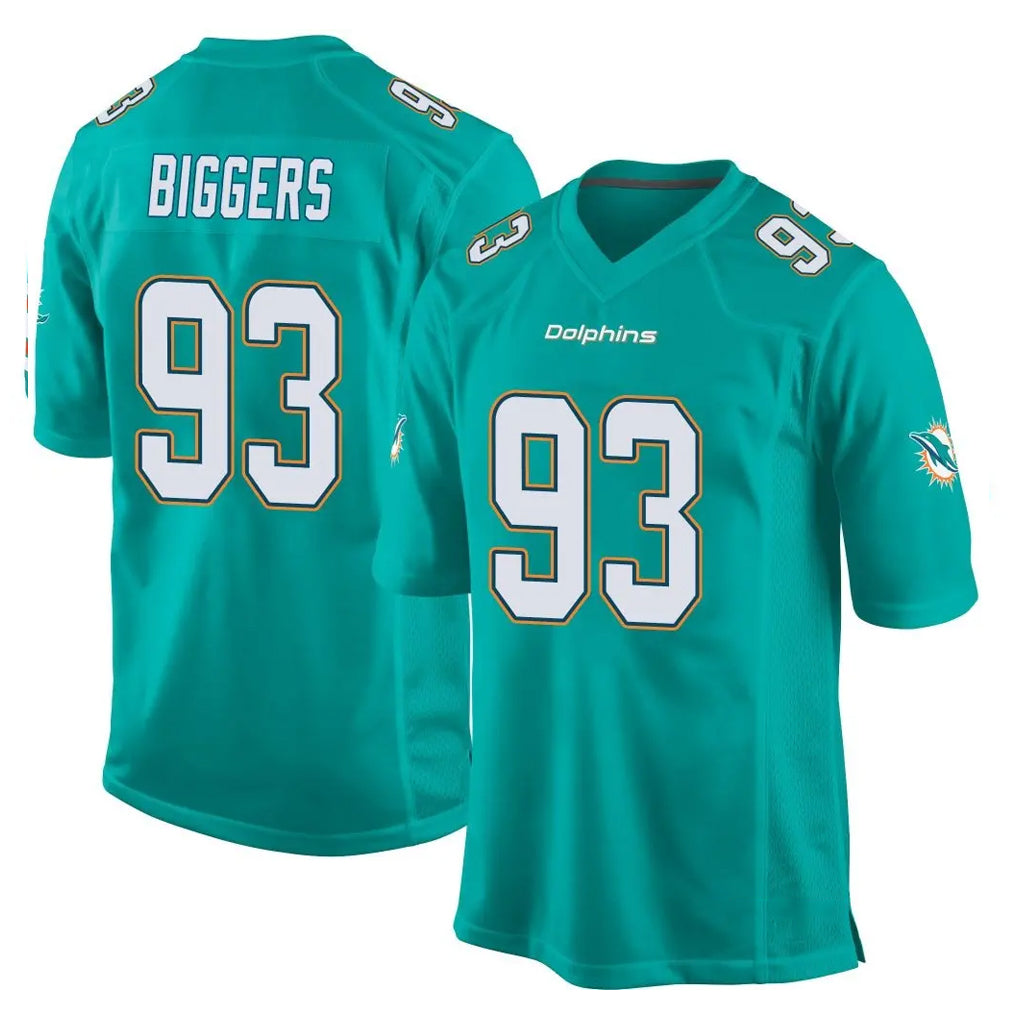 M.Dolphins #93 Zeek Biggers Player Aqua Team Color Home Game Ddoa Stitched Jerseys