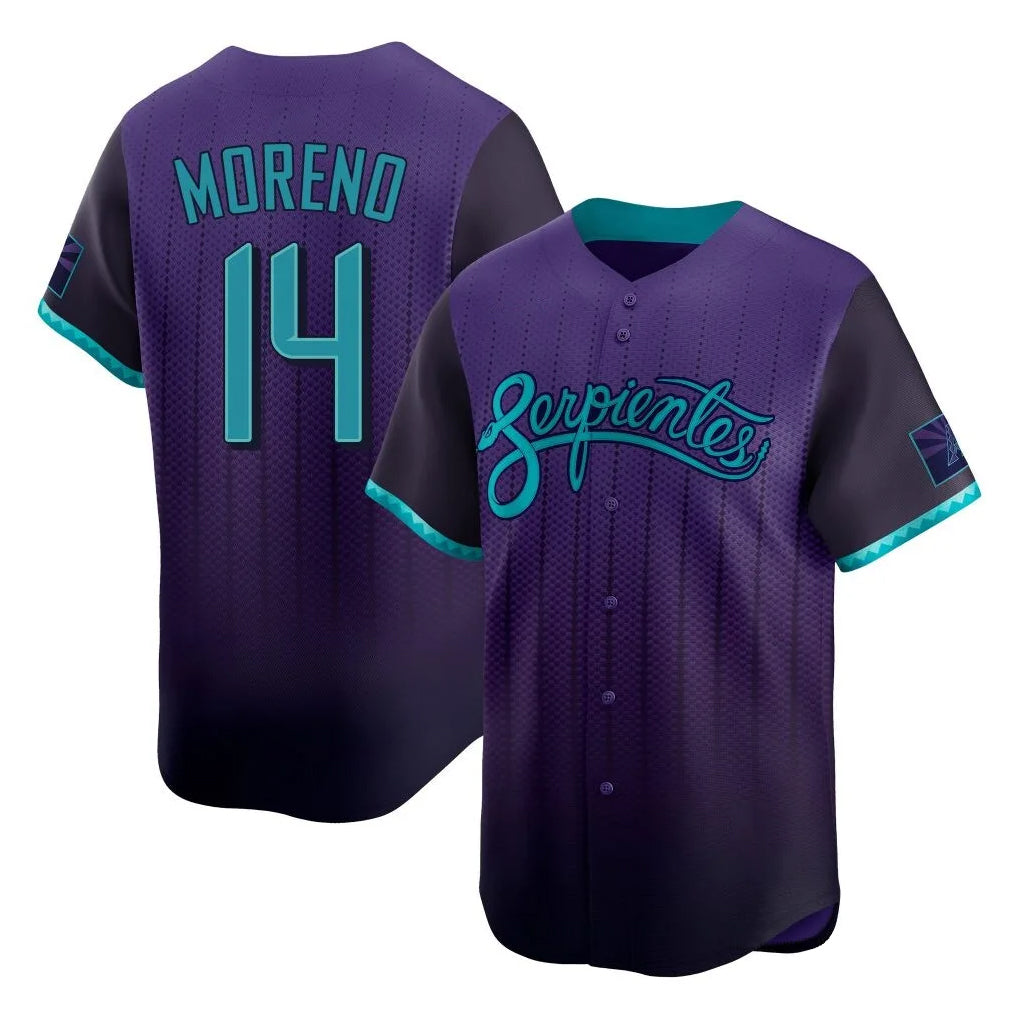 A.Diamondbacks #14 Gabriel Moreno Player Purple City Connect Limited Home Game Ddoa Stitched Jerseys
