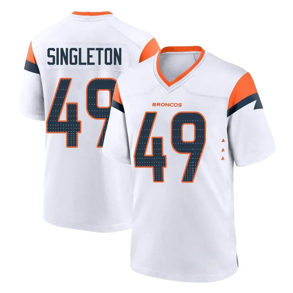 D.Broncos #49 Alex Singleton Player White Home Game Ddoa Stitched Jerseys