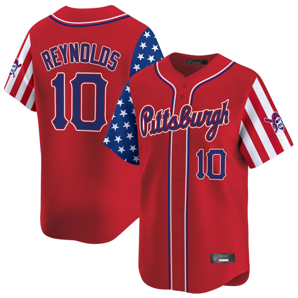 P.Pirates #10 Bryan Reynolds Player Red 2025 Independence Day Vapor Premier Limited Ddoa Stitched Jerseys