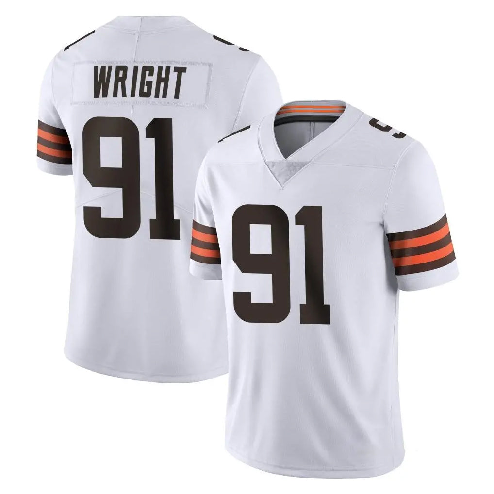 C.Browns #91 Alex Wright Player White Vapor Untouchable Limited Home Game Ddoa Stitched Jerseys