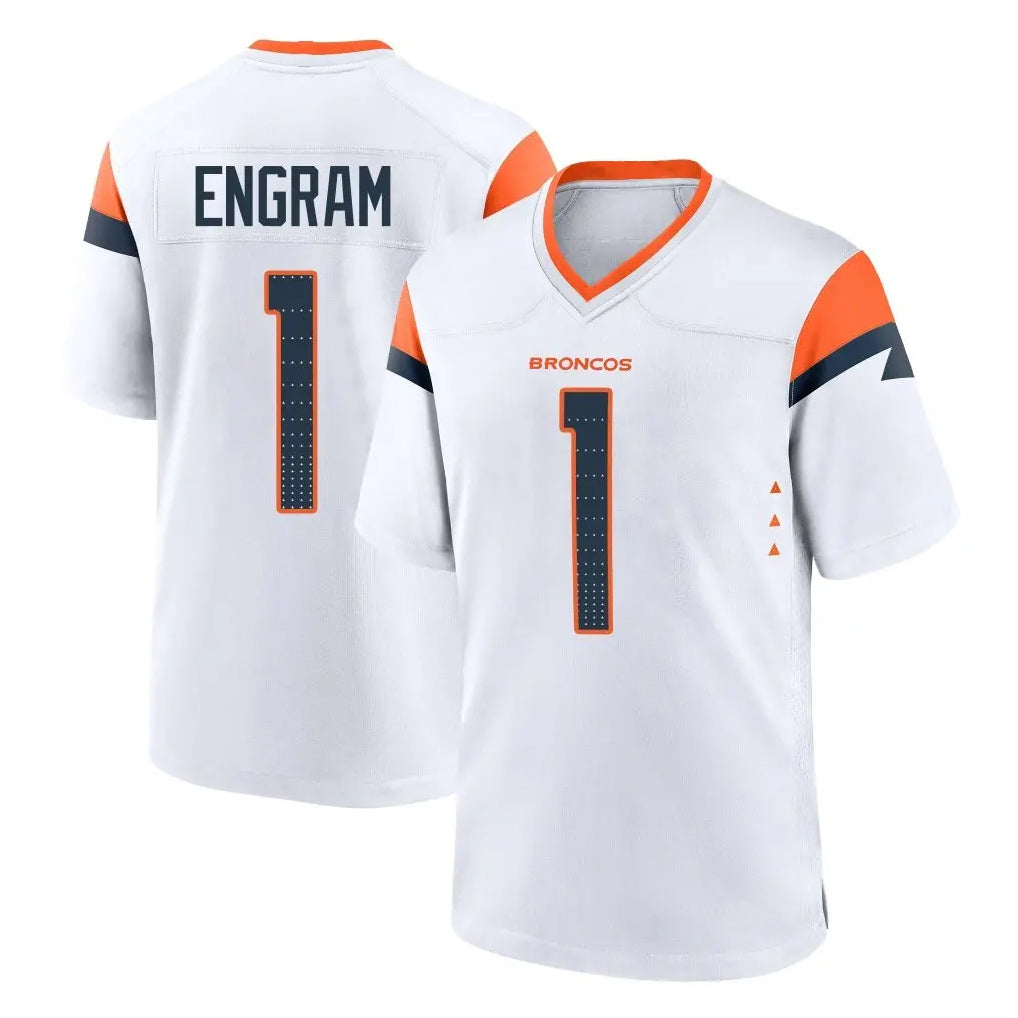 D.Broncos #1 Evan Engram Player White Home Game Ddoa Stitched Jerseys