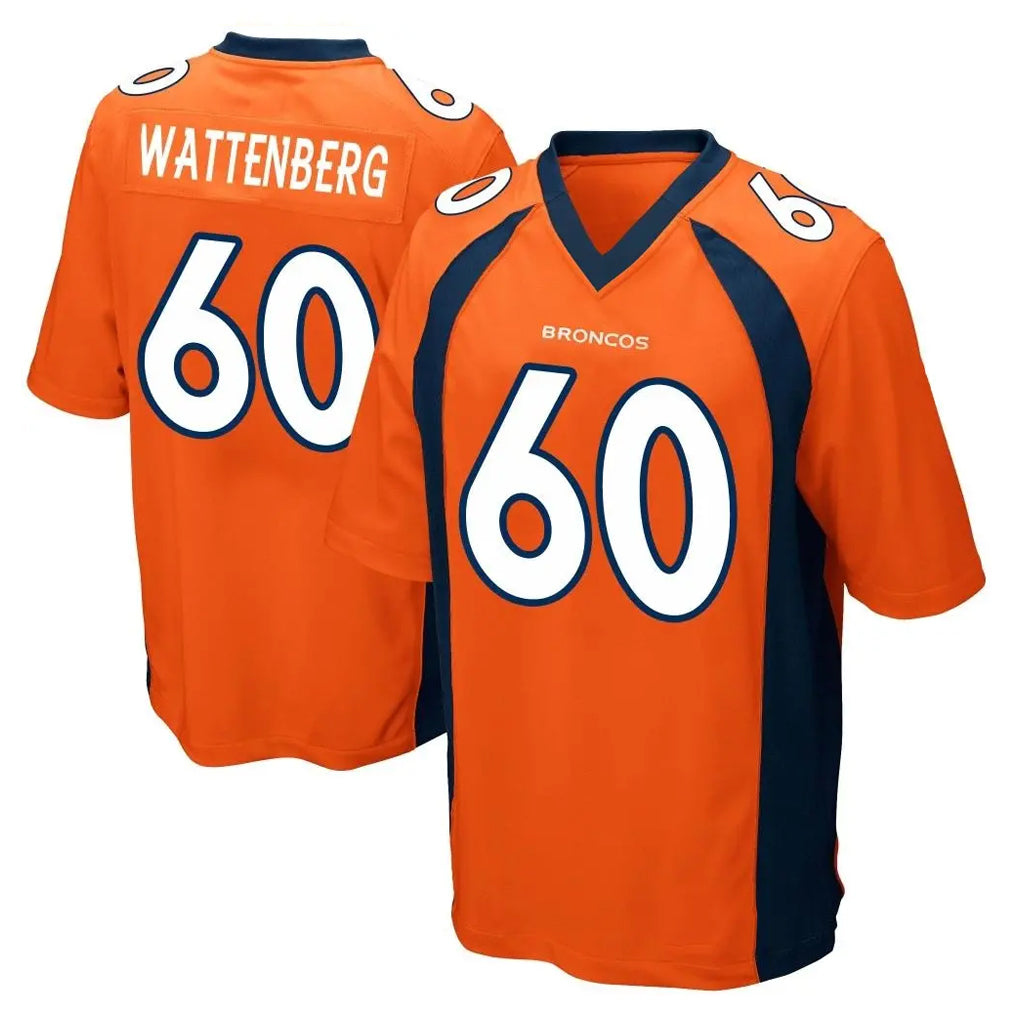 D.Broncos #60 Luke Wattenberg Player Orange Color Home Game Ddoa Stitched Jerseys