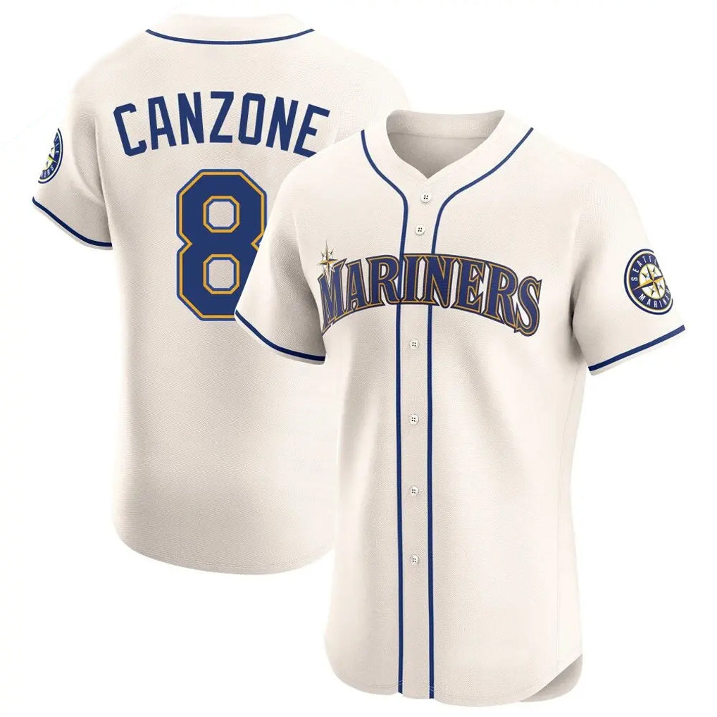 S.Mariners #8 Dominic Canzone Player Cream Home Limited Elite Ddoa Stitched Jerseys