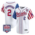 B.Orioles #2 Gunnar Henderson Player White USA 250 Independence Day Vapor Premier Home Game Ddoa Stitched Jerseys