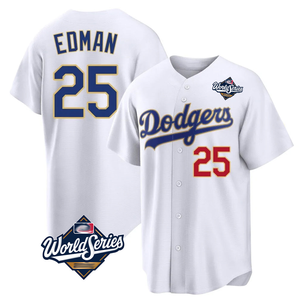 LA.Dodgers #25 Tommy Edman Player Gold White World Series 2026 Collection Stadium Limited Ddoa Stitched Jerseys
