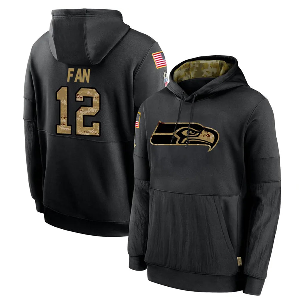 S.Seahawks #12 12th Fan Player Black Salute to Service Hoodies Limited Game Ddoa Stitched Jerseys