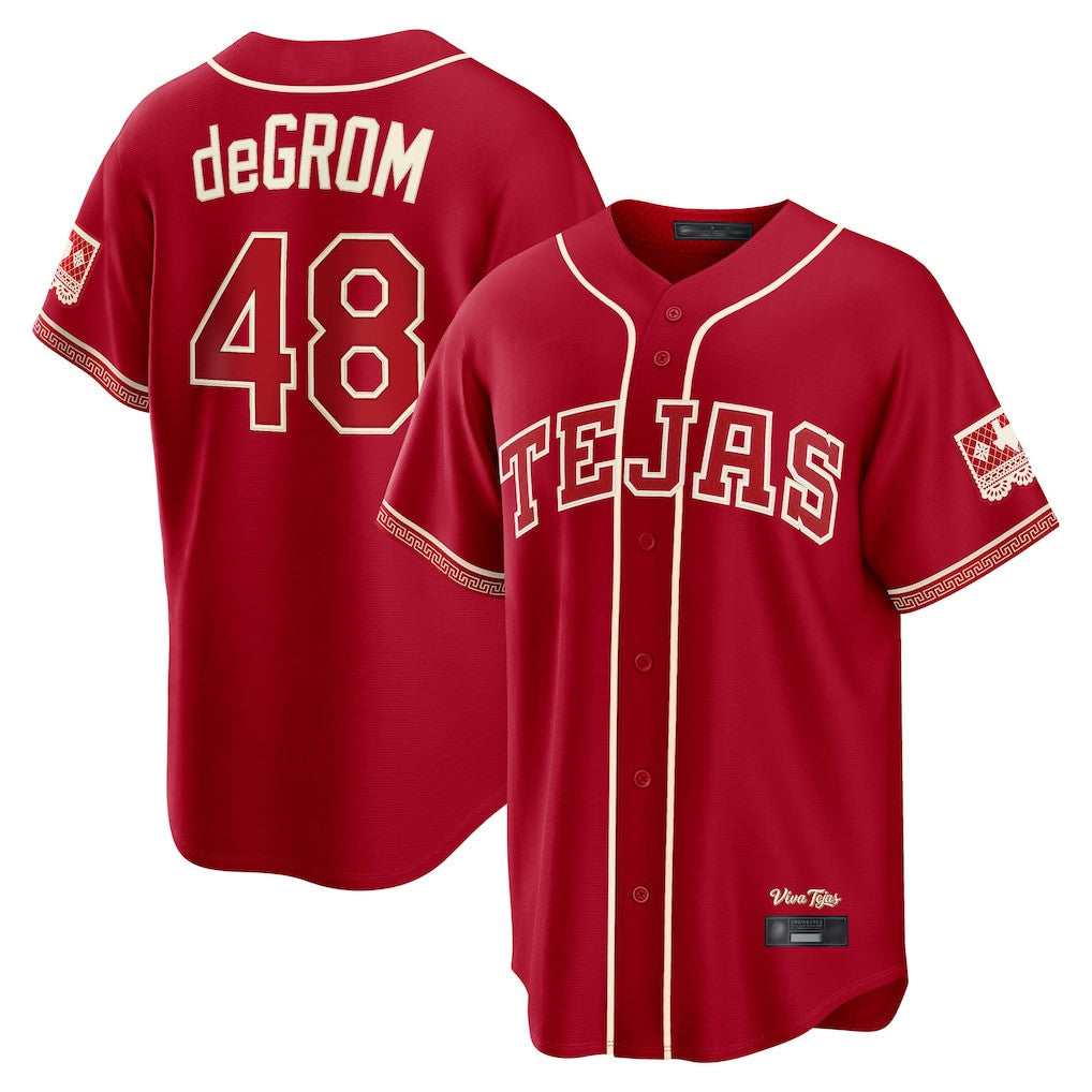 T.Rangers #48 Jacob deGrom Player Red 2026 City Connect Limited Ddoa Stitched Jerseys