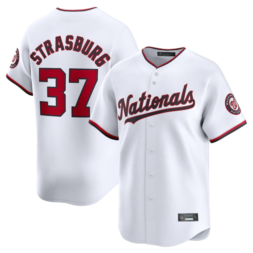 W.Nationals #37 Stephen Strasburg Player White Home Limited Ddoa Stitched Jerseys