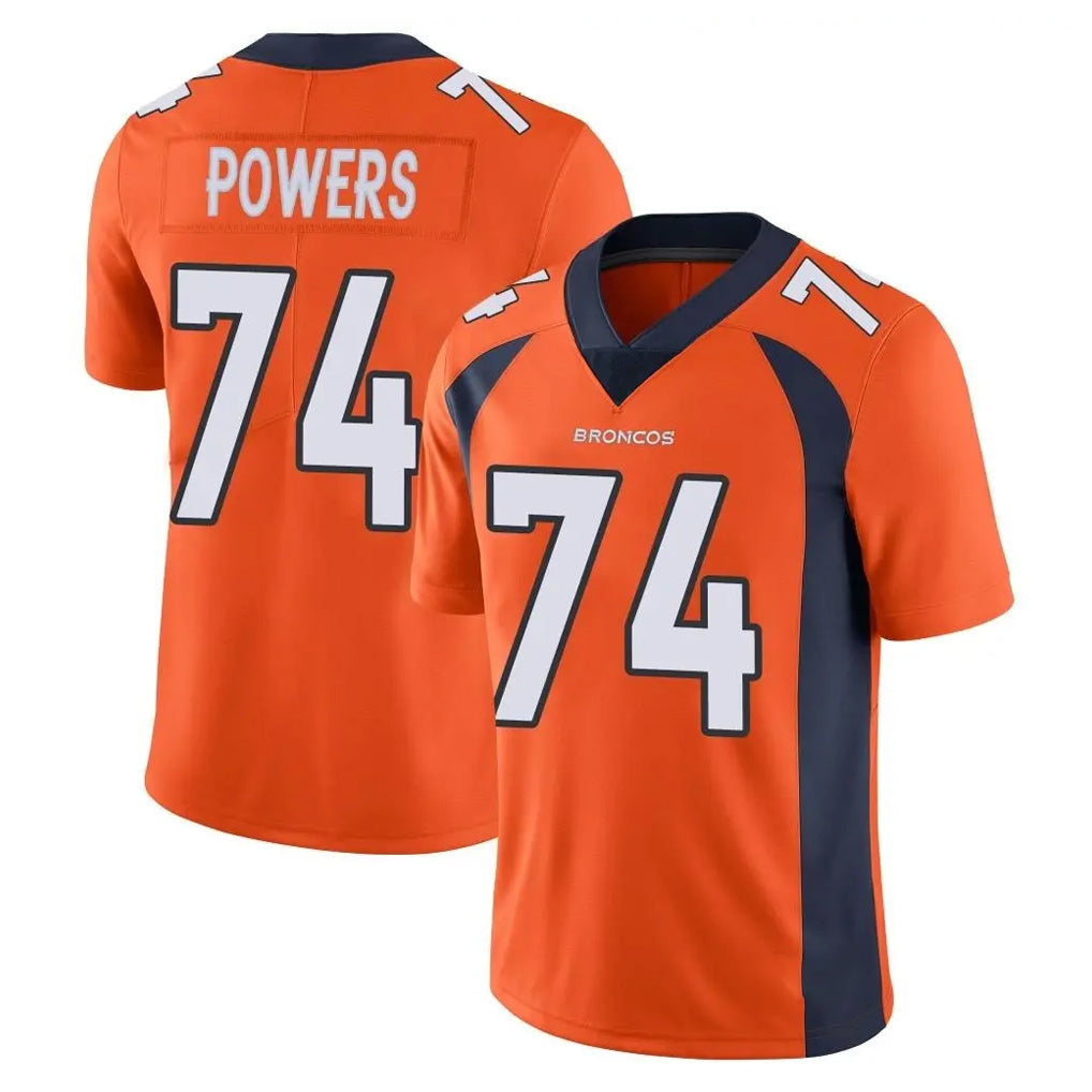 D.Broncos #74 Ben Powers Player Orange Color Vapor Untouchable Limited Game Ddoa Stitched Jerseys