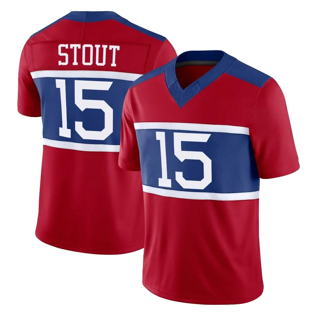 NY.Giants #15 Jordan Stout Player Red Century Vapor F.U.S.E. Home Game Ddoa Stitched Jerseys