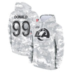 LA.Rams #99 Aaron Donald Player Arctic Camo Salute to Service Hoodies Limited Game Ddoa Stitched Jerseys