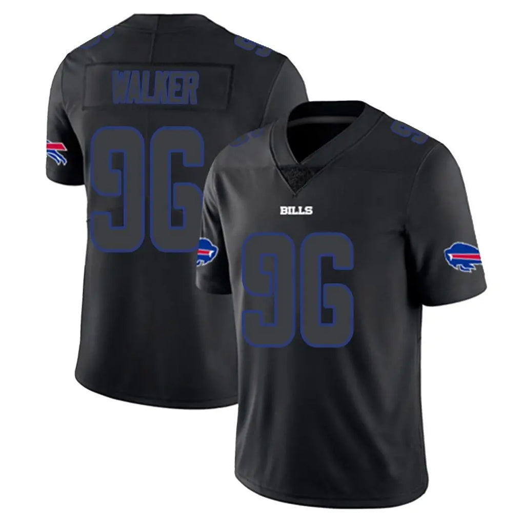 B.Bills #96 Deone Walker Player Black Impact Limited Home Game Ddoa Stitched Jerseys