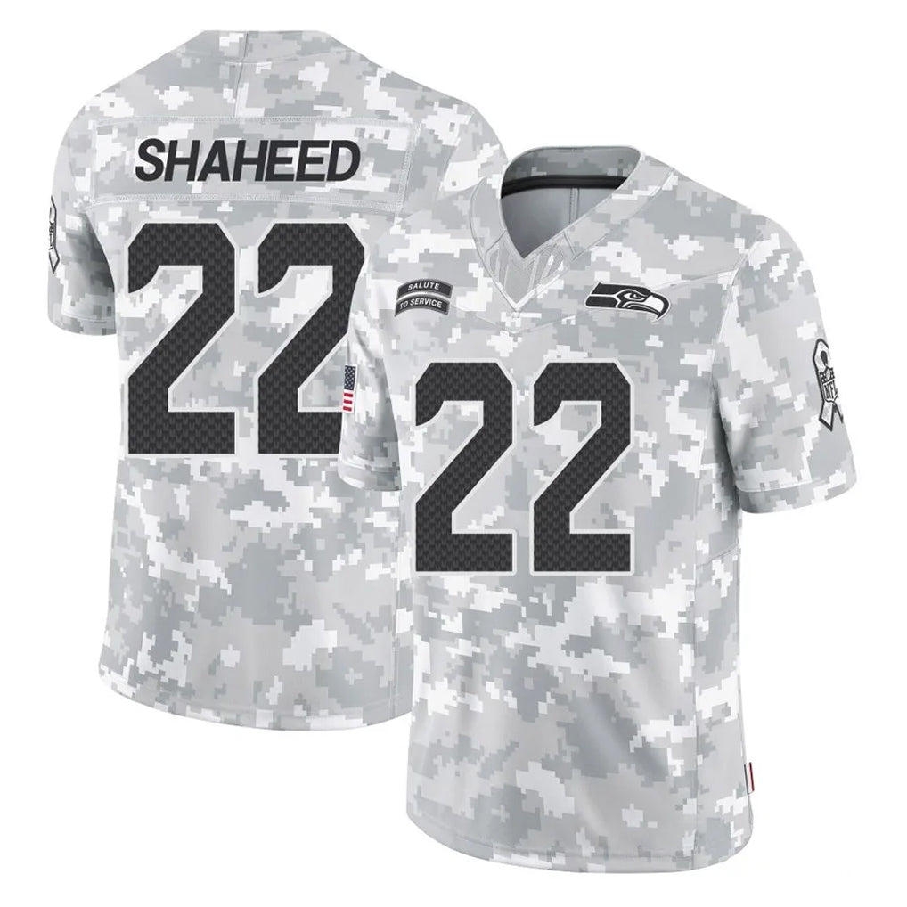 S.Seahawks #22 Rashid Shaheed Player Arctic Camo Limited Salute To Service Home Game Ddoa Stitched Jerseys