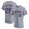 NY.Mets #26 Nolan McLean Player Gray Road Limited Elite Home Ddoa Stitched Jerseys