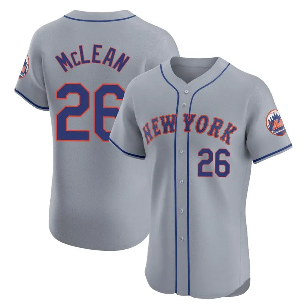 NY.Mets #26 Nolan McLean Player Gray Road Limited Elite Home Ddoa Stitched Jerseys