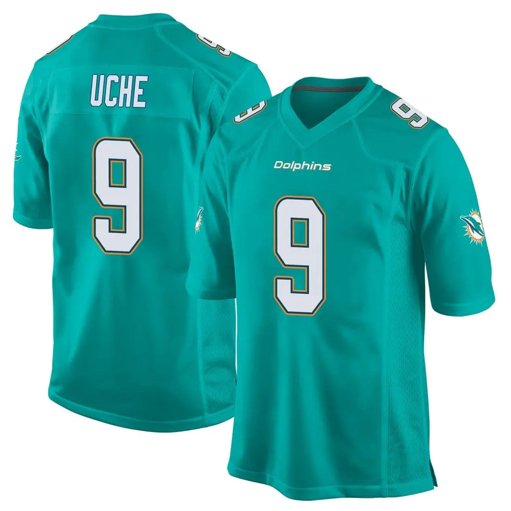 M.Dolphins #9 Joshua Uche Player Aqua Team Color Home Game Ddoa Stitched Jerseys