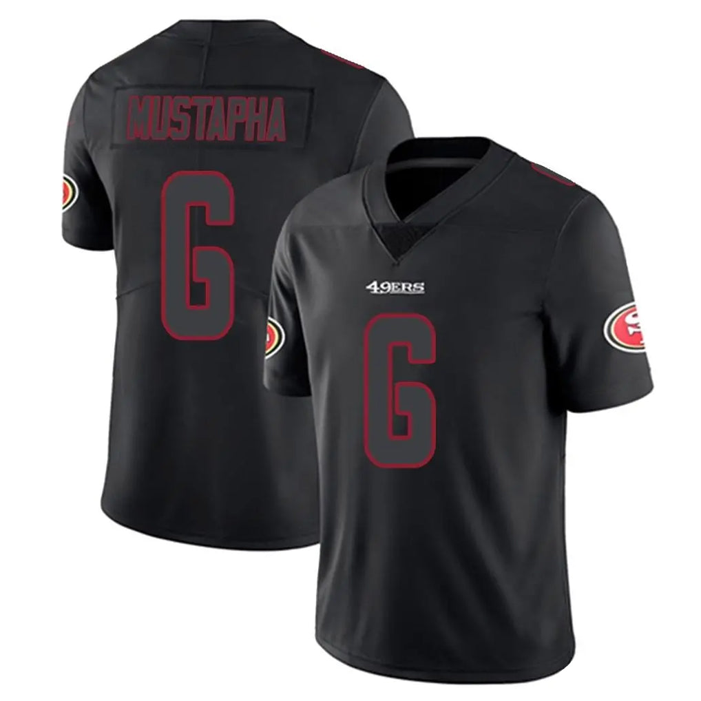 SF.49ers #6 Malik Mustapha Player Black Impact Limited Home Game Ddoa Stitched Jerseys