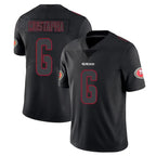 SF.49ers #6 Malik Mustapha Player Black Impact Limited Home Game Ddoa Stitched Jerseys
