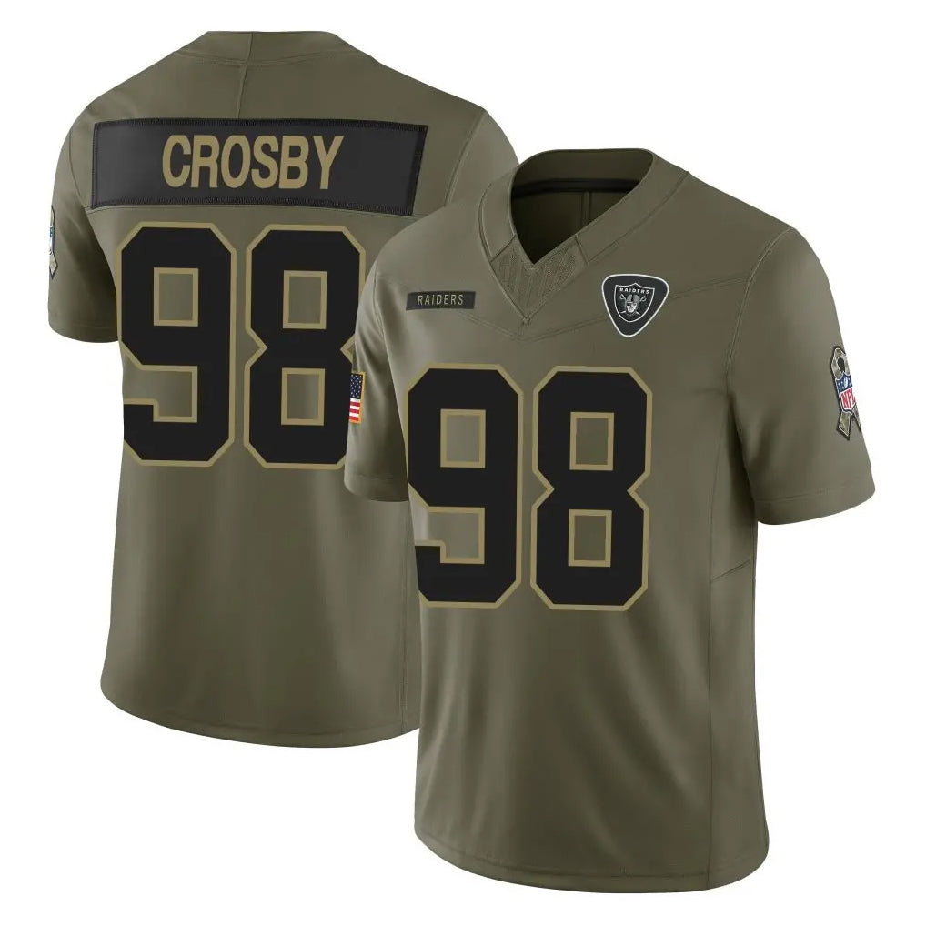 LV.Raiders #98 Maxx Crosby Player Olive 2025 Salute To Service Limited Game Ddoa Stitched Jerseys