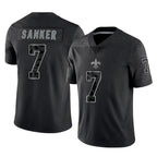 NO.Saints #7 Jonas Sanker Player Black Limited Reflective Home Game Ddoa Stitched Jerseys