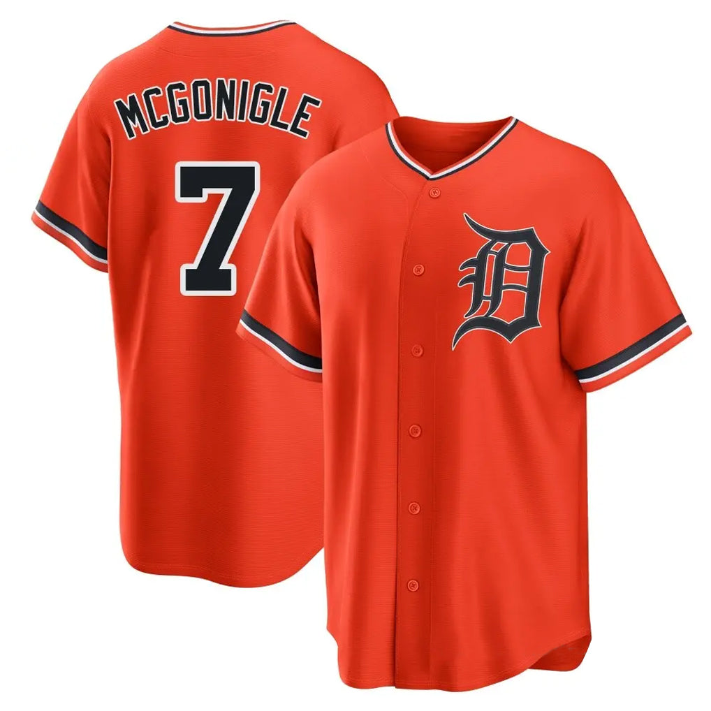 D.Tigers #7 Kevin McGonigle Player Orange Home Game Ddoa Stitched Jerseys