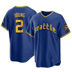S.Mariners #2 Cole Young Player Royal City Connect Home Game Ddoa Stitched Jerseys