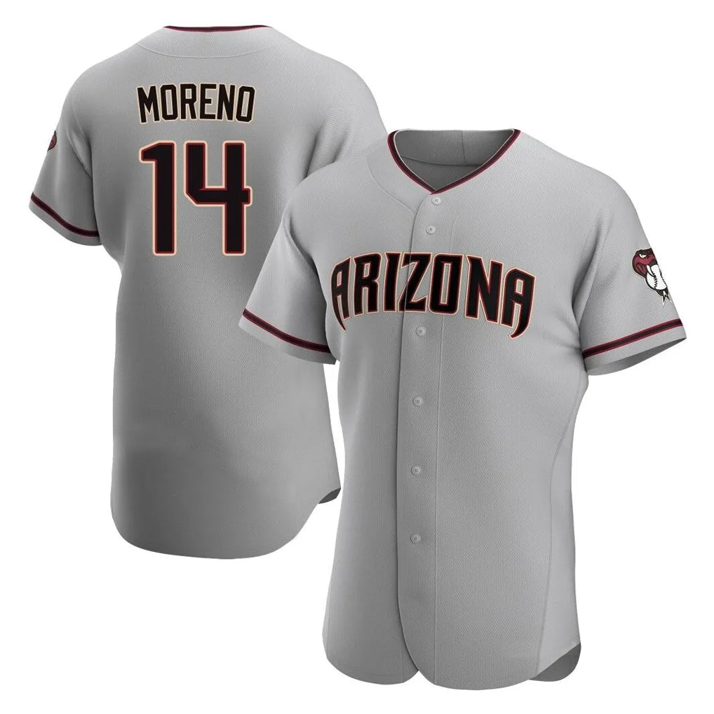 A.Diamondbacks #14 Gabriel Moreno Player Gray Road Limited Elite Home Game Ddoa Stitched Jerseys