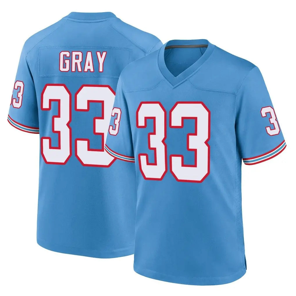 T.Titans #33 Cedric Gray Player Light Blue Oilers Throwback Home Game Ddoa Stitched Jerseys