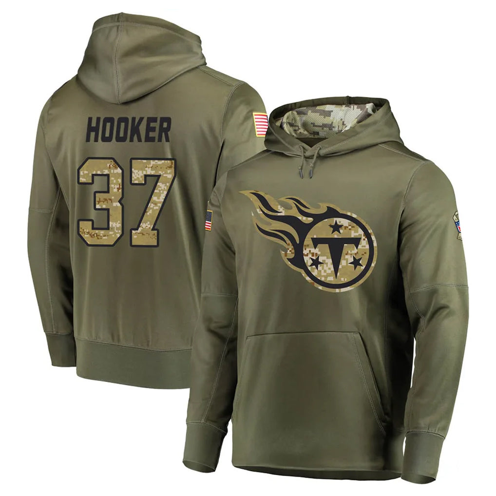 T.Titans #37 Amani Hooker Player Olive Salute to Service Pullover Hoodies Home Game Ddoa Stitched Jerseys