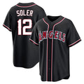 LA.Angels #12 Jorge Soler Player Black Fashion Out Home Game Ddoa Stitched Jerseys