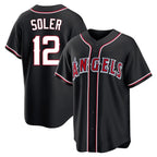 LA.Angels #12 Jorge Soler Player Black Fashion Out Home Game Ddoa Stitched Jerseys