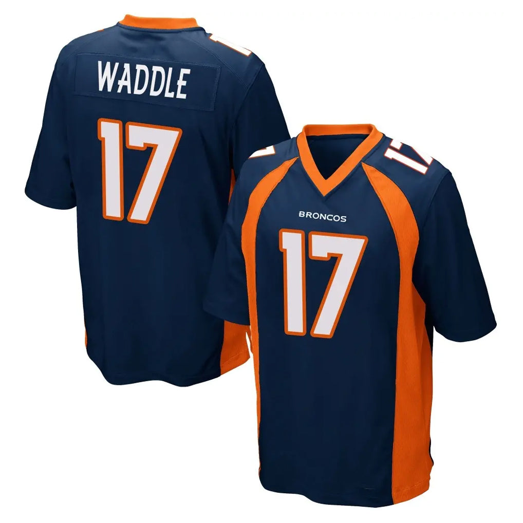 D.Broncos #17 Jaylen Waddle Player Navy Game Ddoa Stitched Jerseys
