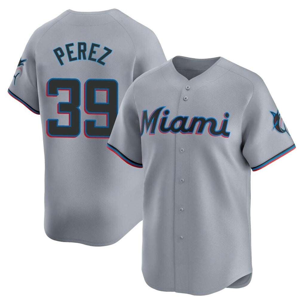 M.Marlins #39 Eury Perez Player Gray Home Limited Ddoa Stitched Jerseys