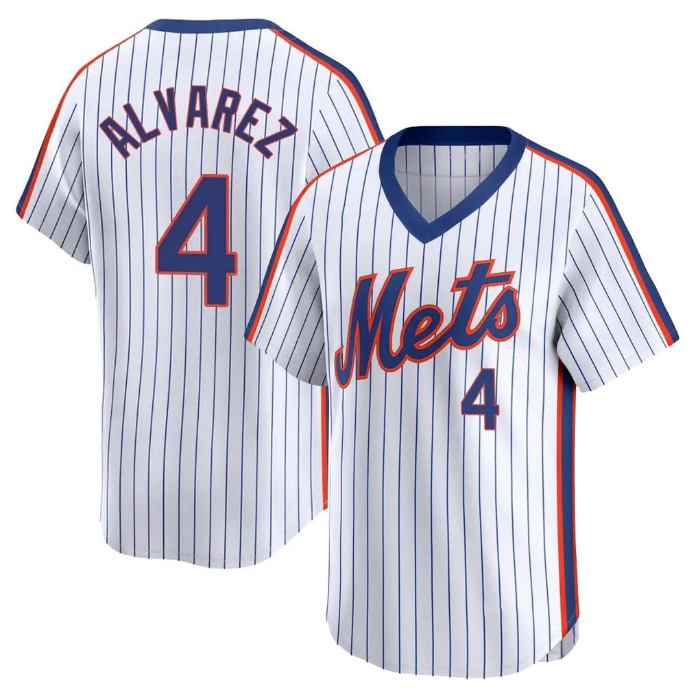 NY.Mets #4 Francisco Alvarez Player White Cooperstown Collection T-shirt Game Ddoa Stitched Jerseys
