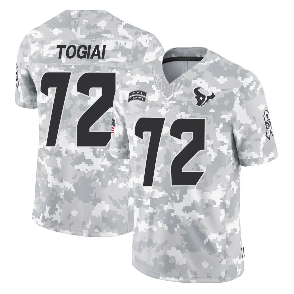H.Texans #72 Tommy Togiai Player Arctic Camo Salute To Service Limited Game Ddoa Stitched Jerseys