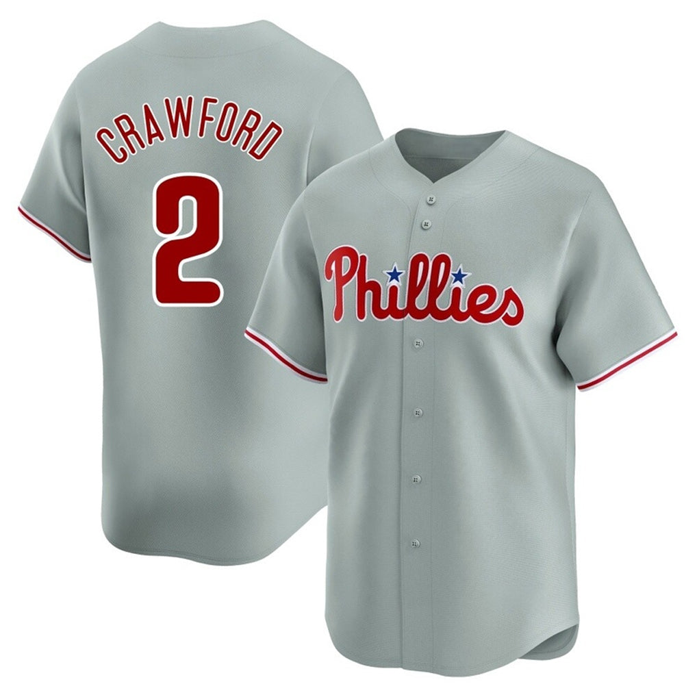 P.Phillies #2 Justin Crawford Player Gray Home Limited Ddoa Stitched Jerseys
