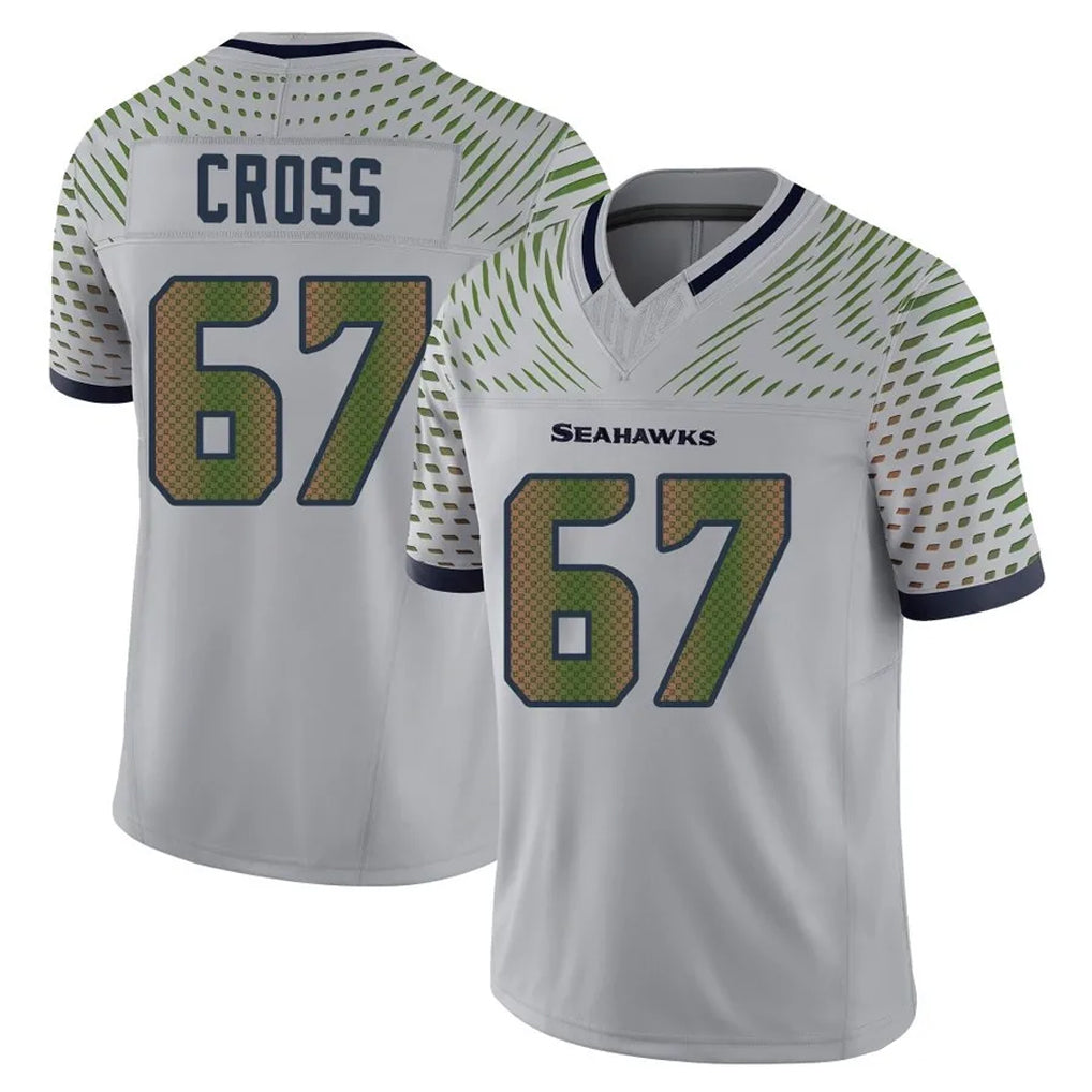 S.Seahawks #67 Charles Cross Player Grey Limited 2025 Rivalries Collection Home Game Ddoa Stitched Jerseys