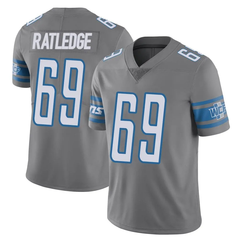 D.Lions #69 Tate Ratledge Player Gray Vapor Untouchable Limited Home Game Ddoa Stitched Jerseys