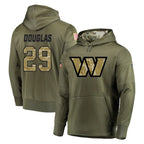 W.Commanders #29 Rasul Douglas Player Olive Salute to Service Pullover Hoodie Limited Home Game Ddoa Stitched Jerseys