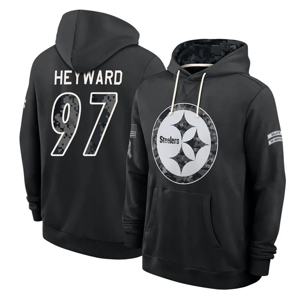 P.Steelers #97 Cameron Heyward Player 2026 Black Logo Pullover Hoodies Limited Game Ddoa Stitched Jerseys