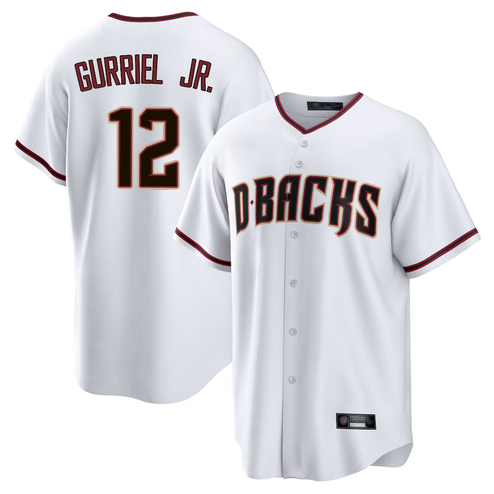 A.Diamondbacks #12 Lourdes Gurriel Jr Player White Home Game Ddoa Stitched Jerseys