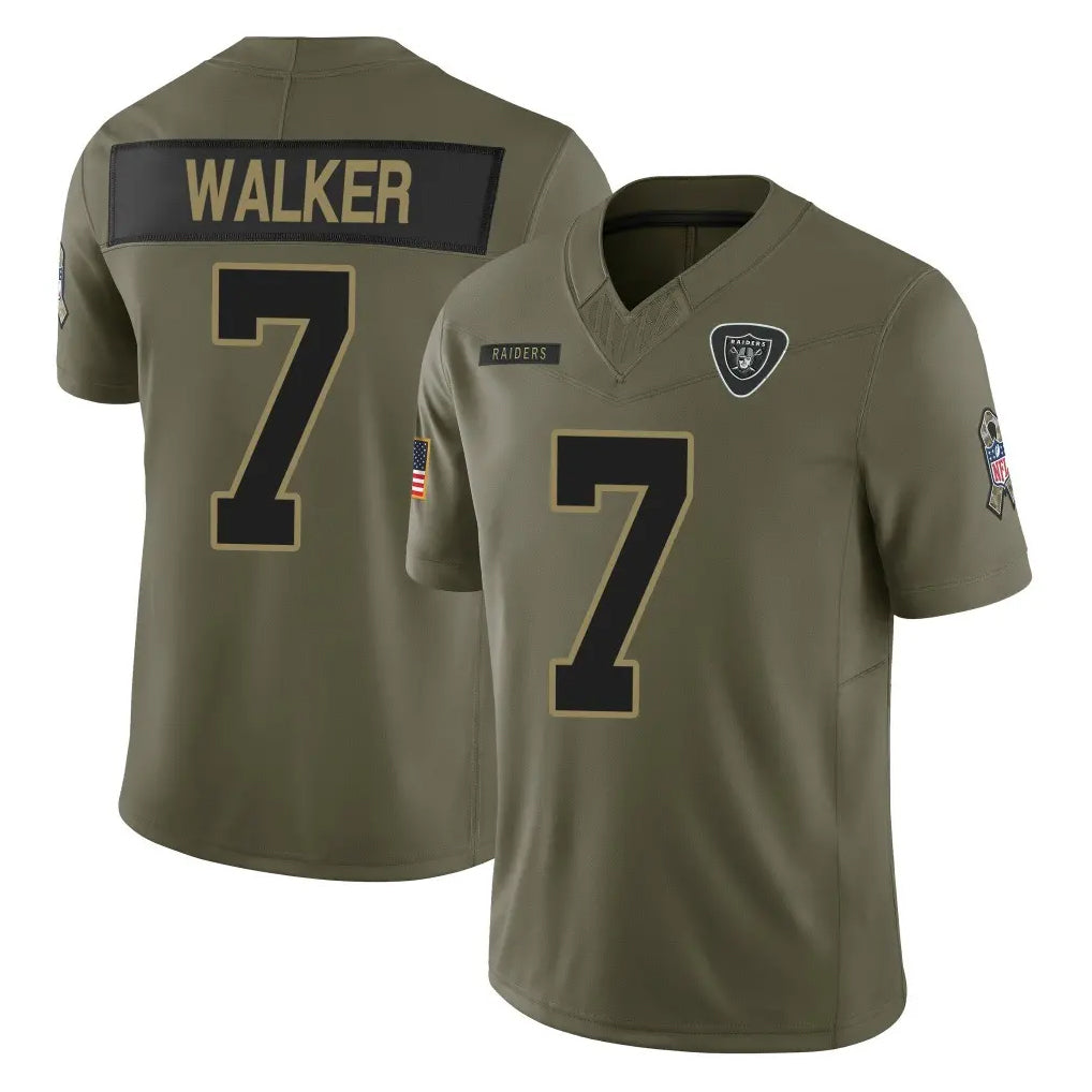 LV.Raiders #7 Quay Walker Player Olive 2025 Salute To Service Limited Game Ddoa Stitched Jerseys