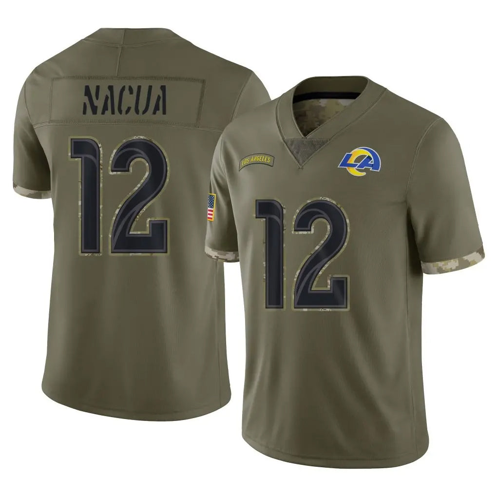 LA.Rams #12 Puka Nacua Player Olive Salute To Service Limited Ddoa Stitched Jerseys
